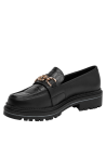 mocasín negro mujer cuero casual, ideal para looks elegantes y cómodos.