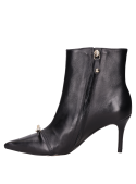 Botín negro de cuero para mujer, punta puntiaguda, aporta sensualidad a cualquier outfit.
