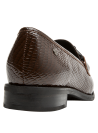mocasín moderno café para mujer, diseño con punta redonda, ideal para combinar con vestidos.