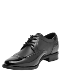 zapato de cuero negro para mujer, acabado charol, perfecto para looks modernos