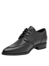 zapatos de cuero negro para mujer, estilo vestir, perfectos para ocasiones elegantes.