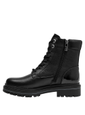 Botín negro para mujer, con taco bloque de 4.5 cm, perfecto para combinar con jeans o vestidos.