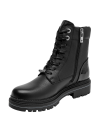 Botín casual negro para mujer, con detalles metálicos, ideal para un look moderno y empoderado.