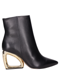 Botines de cuero negro para mujer, diseño contemporáneo, recomendado para salir de noche.