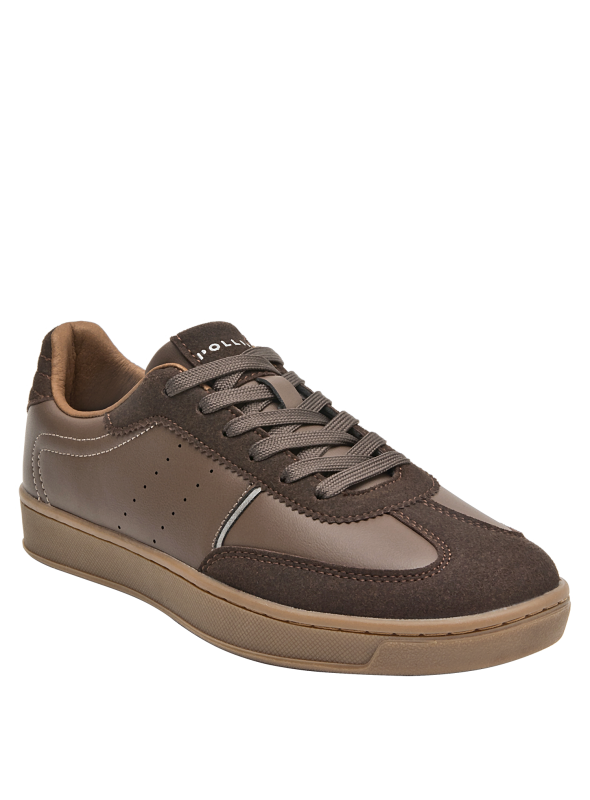 Zapatilla de cuero suave café, estilo casual, adecuada para fashionistas modernas.