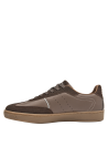 Zapatilla café para mujer, detalle en gamuza, ideal para combinar con vestidos.