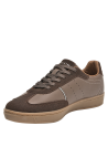Zapatilla de cuero café para mujer, estilo casual, ideal para actividades diarias.