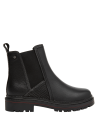 Botín negro de cuero para mujer, estilo versátil, adecuado para actividades cotidianas.