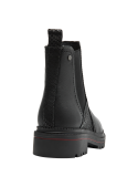 Botín negro de cuero para mujer, con taco bloque de 4.5 cm, perfecto para un look moderno.
