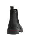Botín negro de cuero para mujer, con taco bloque de 4.5 cm, perfecto para un look moderno.