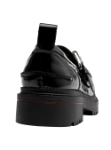 calzado negro para mujer, diseño vanguardista, taco bloque de 4.5 cm, perfecto para ocasiones diarias.