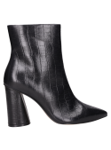 Botín negro de cuero para mujer, diseño moderno, recomendado para eventos formales.
