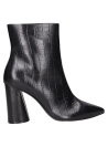 Botín negro de cuero para mujer, diseño moderno, recomendado para eventos formales.
