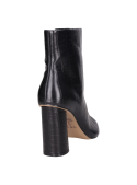 Botín negro de cuero para mujer, puntera puntiaguda, combina bien con vestidos y jeans.