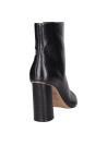 Botín negro de cuero para mujer, puntera puntiaguda, combina bien con vestidos y jeans.
