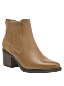 botín de cuero camel para mujer, estilo casual, con tacón de 7 cm para mayor elegancia