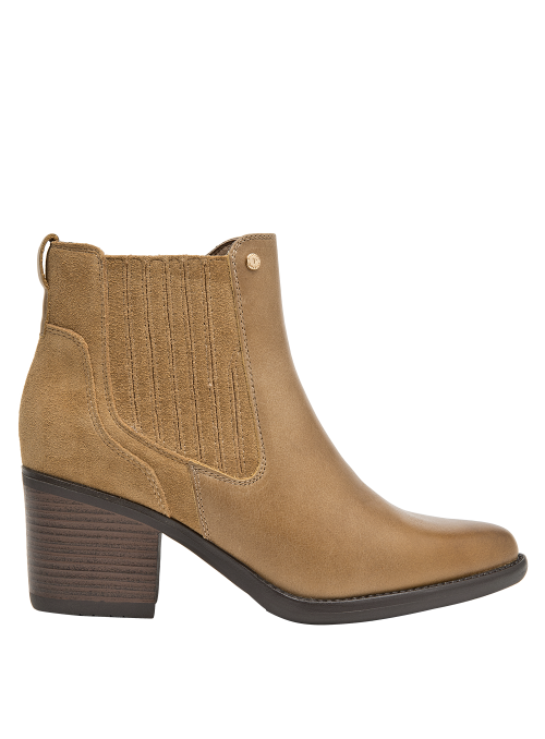 botín de cuero camel para mujer, estilo casual, con tacón de 7 cm para mayor elegancia