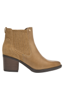 botín de cuero camel femenino, estilo casual, adecuado para eventos diarios