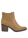 botín de cuero camel femenino, estilo casual, adecuado para eventos diarios