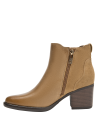 botín de cuero camel para mujer, estilo casual, recomendado para faldas midi
