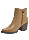 botín de cuero camel para mujer, estilo casual, ideal para jeans ajustados