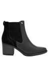 Botín negro de cuero para mujer, acabado mate, adecuado para actividades diarias con estilo.