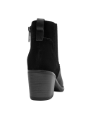 Botín negro de cuero para mujer, taco bloque de 7 cm, perfecto para un look moderno y elegante.