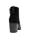 Botín negro de cuero para mujer, taco bloque de 7 cm, perfecto para un look moderno y elegante.