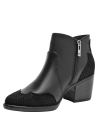 Botín negro de cuero para mujer, estilo casual, ideal para salidas informales.