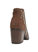 Botín café con taco bloque de 7 cm, diseño moderno para mujer.
