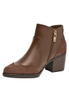 Botín de cuero café para mujer, estilo casual, ideal para salidas nocturnas.
