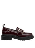 mocasines burdeos mujer charol cuero tacón plano de 4.3 cm para comodidad y estilo