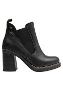 Calzado de cuero negro, tacón bloque de 9 cm, ideal para actividades cotidianas con estilo.