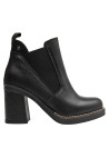 Calzado de cuero negro, tacón bloque de 9 cm, ideal para actividades cotidianas con estilo.