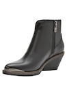 Botín negro de cuero para mujer, diseño elegante con punta puntiaguda y taco bloque.