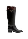 Bota de cuero negro para mujer, estilo chic, combina confort y sofisticación en cada paso.