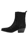 Botín de cuero negro con tacón de 5 cm, ideal para ocasiones elegantes y cotidianas.