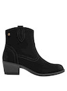 Botín elegante en cuero negro, taco bloque de 5 cm, ideal para un estilo moderno y chic.