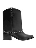 Bota casual de cuero negro para mujer, combina comodidad y estilo en cada paso.