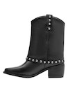 Botines negros de cuero para mujer, diseño vanguardista ideal para eventos elegantes.