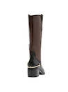 Botas Pollini en cuero negro, con detalles en marrón, aportan un toque vanguardista a tu outfit.