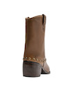 Calzado elegante de cuero camel para mujer, ideal para jeans ajustados y blusas fluidas.