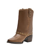 Botas de cuero camel para mujer, estilo casual, con diseño de punta puntiaguda y taco bloque.