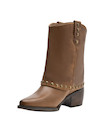 Botas de cuero camel para mujer, estilo casual, con diseño de punta puntiaguda y taco bloque.