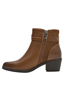 Botín camel de mujer, taco bloque de 5.5 cm, ideal para looks urbanos.