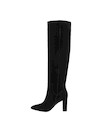 Vista lateral de las botas negras de Pollini, destacando su acabado mate y diseño elegante.