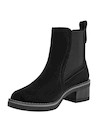 Botín negro de cuero para mujer, estilo casual, con taco bloque elegante de 5 cm.