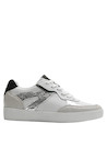 Zapatilla de mujer en cuero blanco, taco plano de 3 cm, ideal para el día a día.
