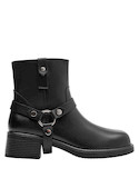 Botín negro con taco bloque de 5 cm, ideal para la mujer actual que busca comodidad y estilo.