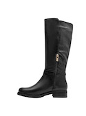 Bota elegante de cuero negro, diseño contemporáneo para mujer, ideal para looks diarios.